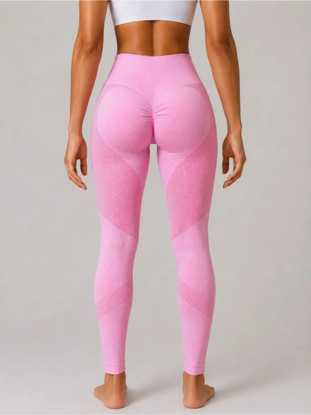 Seamless High-Waist Pink Scrunch Leggings